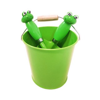 Happy Tools 卡通水桶+造型鏟+耙子沙灘玩具, 1個, 345g, 青蛙