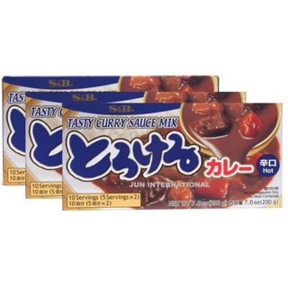 S&B 愛思必 特樂口野菜咖哩塊 辣味, 200g, 3盒