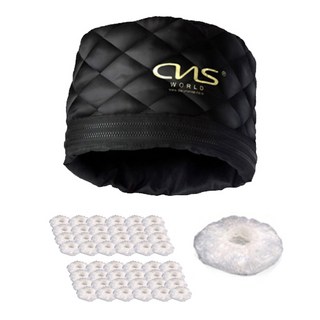 씨엔에스월드 전문가용 홈케어 이중지퍼 전기헤어캡 + 비닐캡 50p 세트, WH-1, 혼합색상