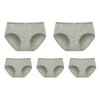 日常基本款透氣純棉內褲5件組, 灰色