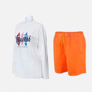 VENDIS 男士夏威夷長袖防曬衣上衣 C264 + 素色沙灘褲 A105 套裝