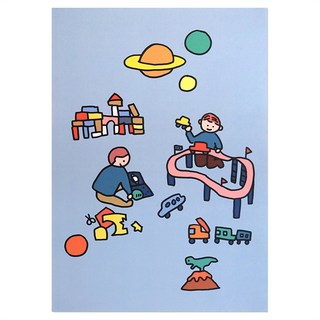 ZERO PER ZERO A3插畫風膠印海報 積木遊戲款