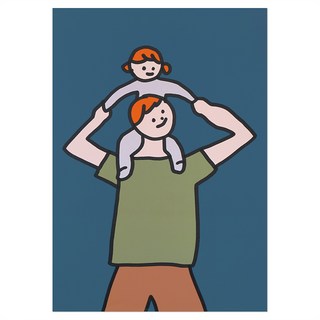 ZERO PER ZERO 膠印海報 A3 女兒坐爸爸肩上圖案款