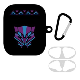 漫威 黑豹 AirPods 1/2 通用硬殼保護殼 + 防塵貼 + 登山扣, 單一商品, 02件