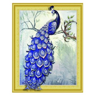 KMELLIE 和平孔雀圓形鑽石畫DIY套組 5D 40 x 50 cm, 混合色, 1套