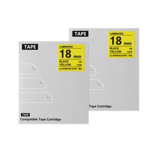 제이씨라인 엡손 호환 라벨테이프 18mm SC18YW 2p, 노랑바탕 + 검정글자, 8m