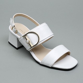 JACK&JILL 女性大尺碼珍珠扣環繫帶涼鞋 J-09327BIG, 白色, 265