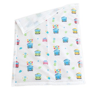 SIEUNDECO Tayo小巴士印花泡泡紗午睡被, 白色