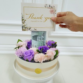 LOVELY FARM 香皂花可愛驚喜零用錢蛋糕 康乃馨, 紫色