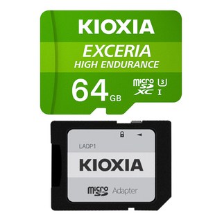 키오시아 EXCERIA HIGH ENDURANCE HC UHS-I microSD 메모리카드 + SD 어댑터 세트, 64GB, 1개