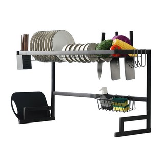 모나코올리브 철제 싱크스텐딩 와이드 식기건조대, 블랙
