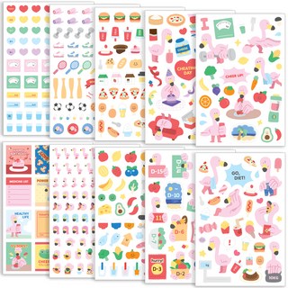 RIHOON 印花造型貼紙 B075 10入, 混色, 1組