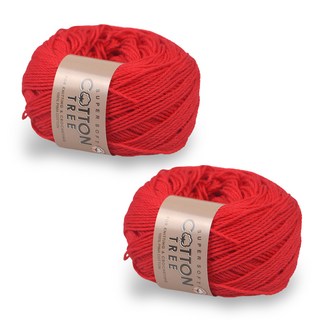 Cotton Tree 純棉針織線 45g, 10 紅色, 2個