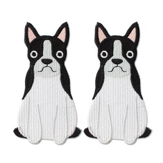 時尚風格刺繡布章, 波士頓㹴, 2個