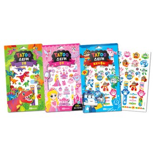 Roybooks 紋身貼紙 恐龍 2入 + 公主 2入 + 救援小英雄波力 2入, 混合色, 1套