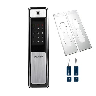 Welkom 推拉式數位密碼電子鎖 WSP2500B + 加強板 2p + 指紋辨識感應卡 2款 x 2p 套組