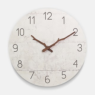 ATREES 葉子裝飾靜音數字掛鐘, 水泥灰