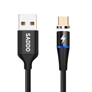 SADDO 第三代 Micro 5-pin 連接器 + 直式磁吸高速充電線 2m 套組, 黑色, 1套