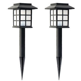 太陽能不透明格子庭園燈 2入, 單一顏色+白色