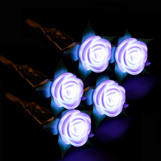 LED單支玫瑰, 白色, 5個