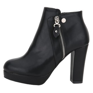 dangolunni 女款側拉鍊格蘭姆防水台高跟踝靴