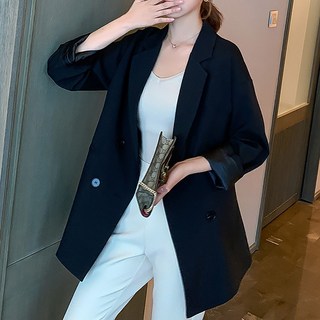 LUNAGIRL 女款寬版雙排釦西裝外套