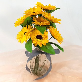 人造向日葵香皂花 + 花瓶套組, 混合色, 1套