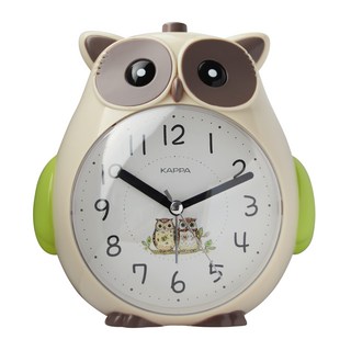 韓國 KAPPA 可愛貓頭鷹低噪音旋律桌上型鬧鐘, 象牙白