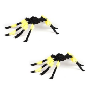 PARTYSHOW 萬聖節大型蜘蛛模型, 黃色, 2個