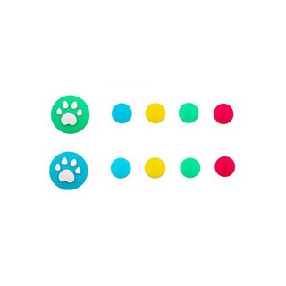 HOHOO 任天堂 Switch 貓爪 Joy-Con 搖桿按鈕保護鍵帽套組 綠色 + 藍色 + 彩虹, 單一商品, 1套