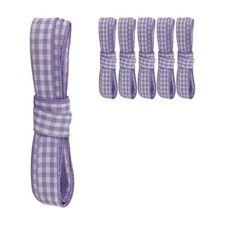 티나피크닉 체크 리본끈 폭1cm 6p, 연보라, 200cm