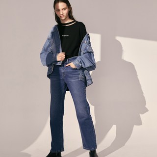 BASICHOUSE 女款丹寧寬鬆版夾克 HUJD521C