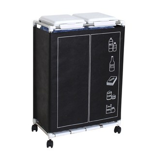 家用資源回收分類箱 2入 1層 + 蓋子, 白色, 1套