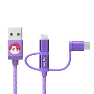 KHVATEC BTS人物Q版印花3合1充電線, Jungkook, 1入