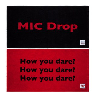 Moohan Towel BTS MIC Drop文字印花棉質洗臉毛巾 170g 2入, 黑紅, 1套