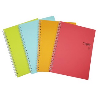 프리미엄 PP 커버 케이스 올 클리어 유선 스프링 노트 4종, Pink + Orange + Lime + Mint, 1세트