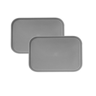 LIVING MATE 防滑長方形托盤 餐盤, 灰色, 2個