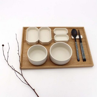 달소금 국산 도자기 1인 식기세트 8p, 크림화이트, 식기 5종, 1세트