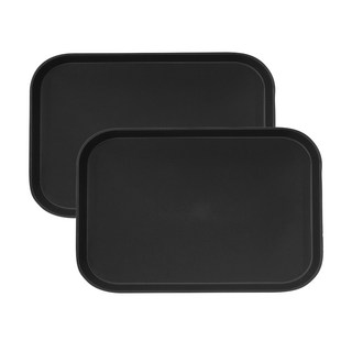 Living Mate防滑長方形托盤托盤, 黑色, 2個
