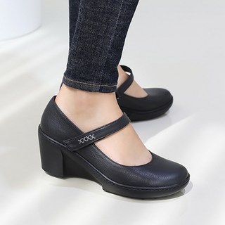 지쎄 제이슈 양가죽 수제 레이디 메리제인 웨지힐 펌프스