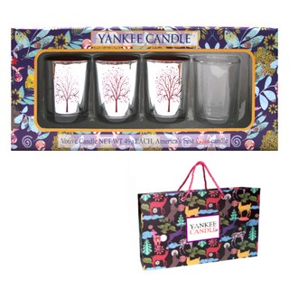 YANKee CANDLe 許願蠟燭3款 + 銀樹紅色燭台3入 + 透明燭台 + 禮物盒 + 購物袋, 黑櫻桃, 檸檬薰衣草, 純棉