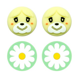 HOHOO 任天堂 Switch Switch Lite 動物森友會版 貓爪 Joy-Con 搖桿帽 西施犬 + 花朵, 單一商品, 2套