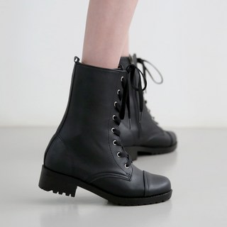 Dangolunni 女款皮革中筒馬丁靴