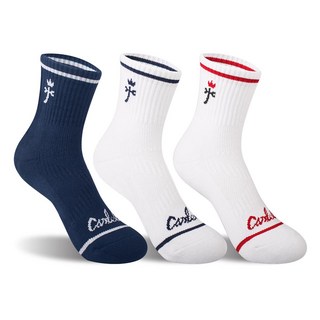 까스텔바작 쿠션 압박 중목양말 CSW-01, 화이트레드 + 화이트네이비 + 네이비, 3개
