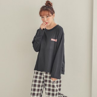 cocodream 女款復古格紋睡衣套裝 + 收納袋組 HX2020