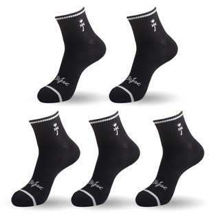 까스텔바작 논쿠션 중목 양말 5족 세트 CSM-11, 블랙, 1세트