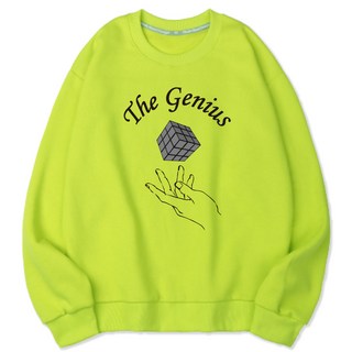 VENHIT 中性款The Genius字母寬鬆大尺碼棉質雙面布大學T