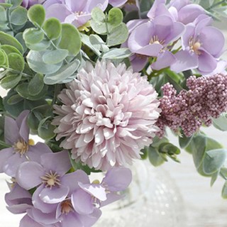 miss mone 人造花莫夫紫尤加利葉花束, 紫色, 1個