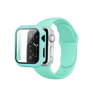 우수스 애플워치 실리콘 밴드 + 케이스 세트 40mm S/M, 라이트그린, 1세트