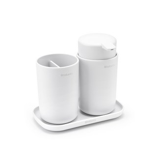 brabantia 浴室液體皂給皂器 + 牙刷架 + 托盤 白色, 1套, 1組